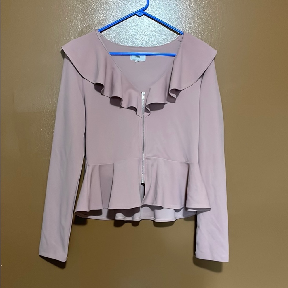 Pink Ruffled Peplum Jacket - Picture 2 of 6